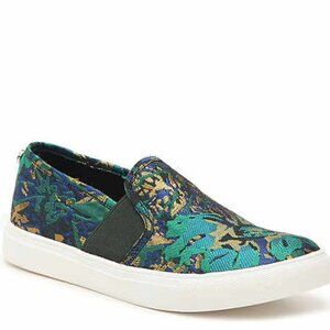 STEVE MADDEN Evangel Slip-On Sneaker Green Blue Brocade Size 7